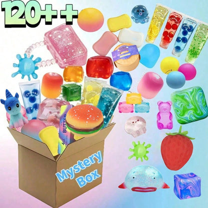 Takara Tomy 1pc Mixed Random Surprise Fidget Toy Box For Kids, Assorted Soft Squishy Squeeze Stress Relief Toys Set, Cute Multi-Shapes Sensory Blind Box, Children Classroom Prize, Boys Girls Birthday