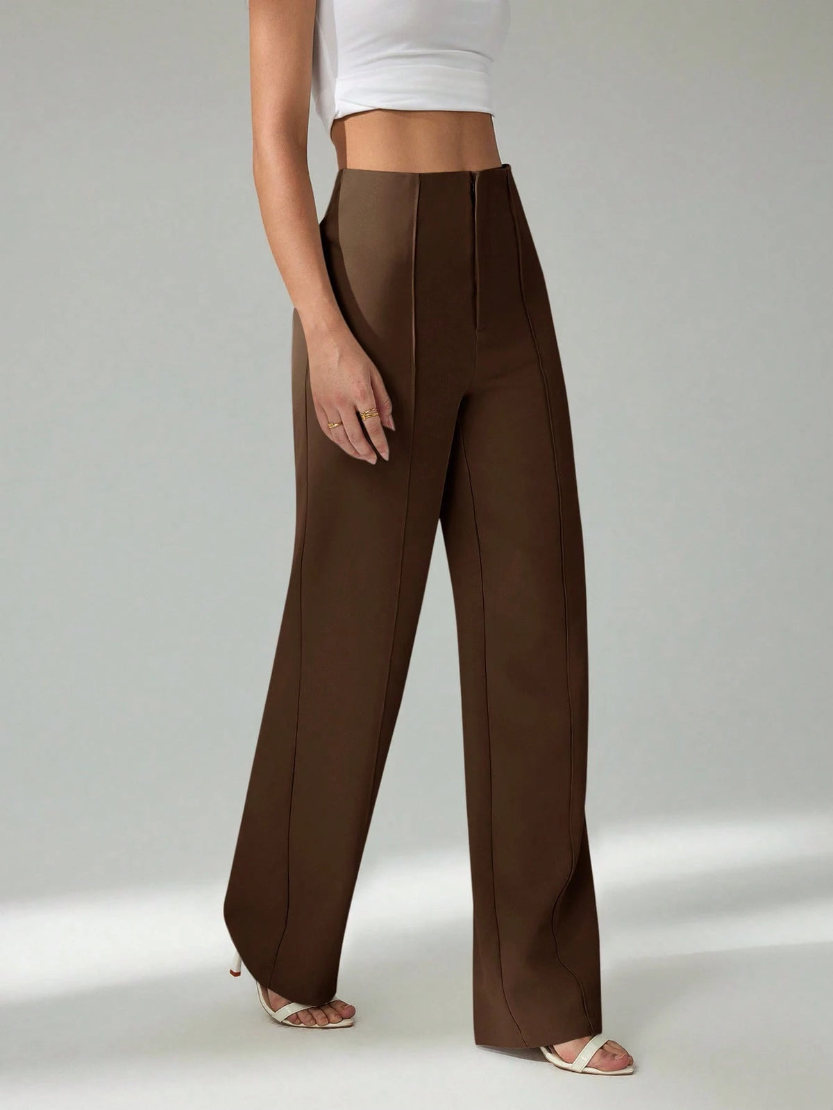 Tall Summer Ladies Light Beige Suit Pants, Commuting And Elegant Dating, Tall Women