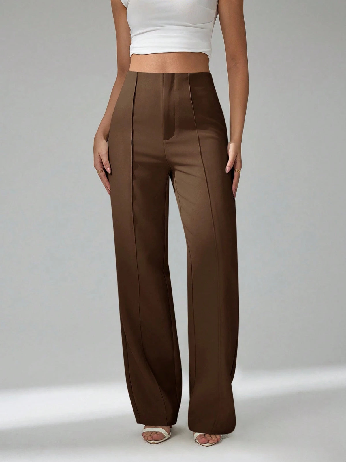 Tall Summer Ladies Light Beige Suit Pants, Commuting And Elegant Dating, Tall Women
