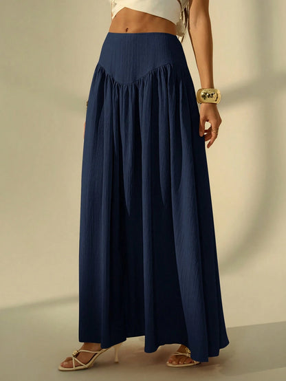 Tall Women's Solid Color Long Casual Skirt For Vacation Vacation Navy Blue Summer