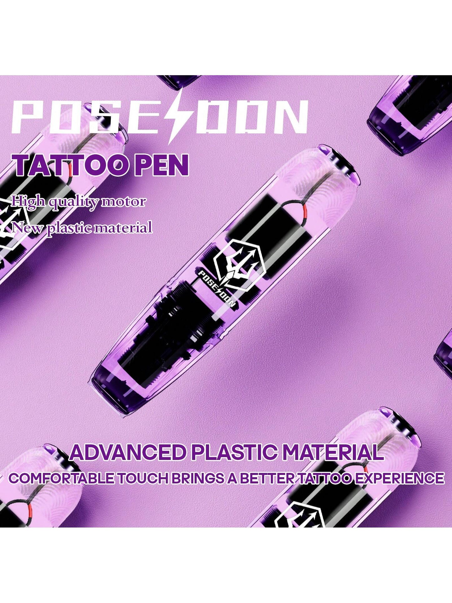 Tattoo Pen Kit- POSEIDON Wireless Tattoo Machine Kit, Tattoo Gun Kit With Tattoo Power Supply And 20 Pcs Tattoo Cartridge Needles, Complete Tattoo Kit Tattoo Supplies For Beginners(TK039)