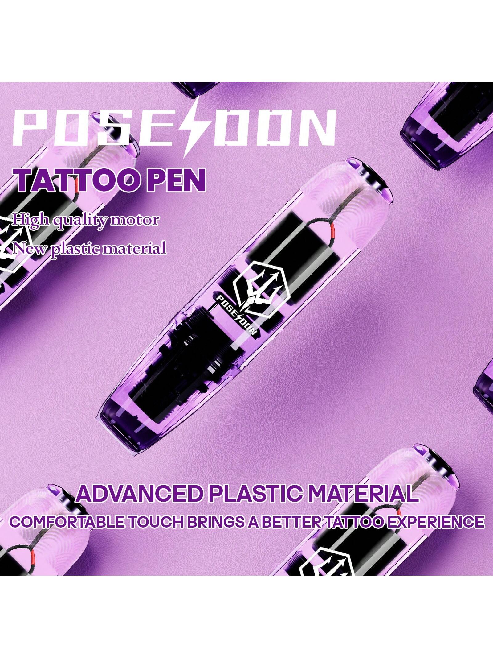 Tattoo Pen Kit- POSEIDON Wireless Tattoo Machine Kit, Tattoo Gun Kit With Tattoo Power Supply And 20 Pcs Tattoo Cartridge Needles, Complete Tattoo Kit Tattoo Supplies For Beginners(TK039)
