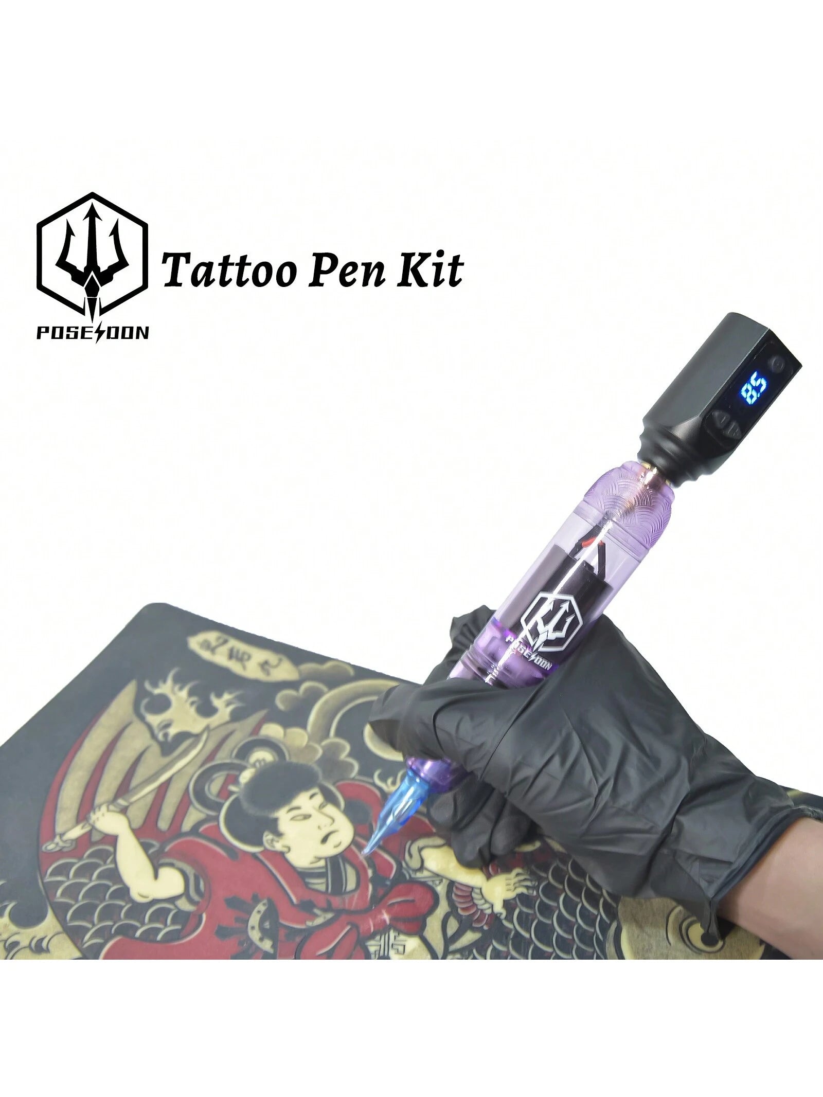 Tattoo Pen Kit- POSEIDON Wireless Tattoo Machine Kit, Tattoo Gun Kit With Tattoo Power Supply And 20 Pcs Tattoo Cartridge Needles, Complete Tattoo Kit Tattoo Supplies For Beginners(TK039)