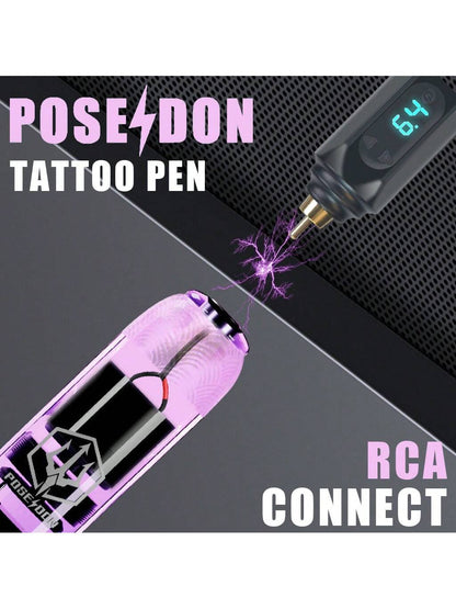 Tattoo Pen Kit- POSEIDON Wireless Tattoo Machine Kit, Tattoo Gun Kit With Tattoo Power Supply And 20 Pcs Tattoo Cartridge Needles, Complete Tattoo Kit Tattoo Supplies For Beginners(TK039)