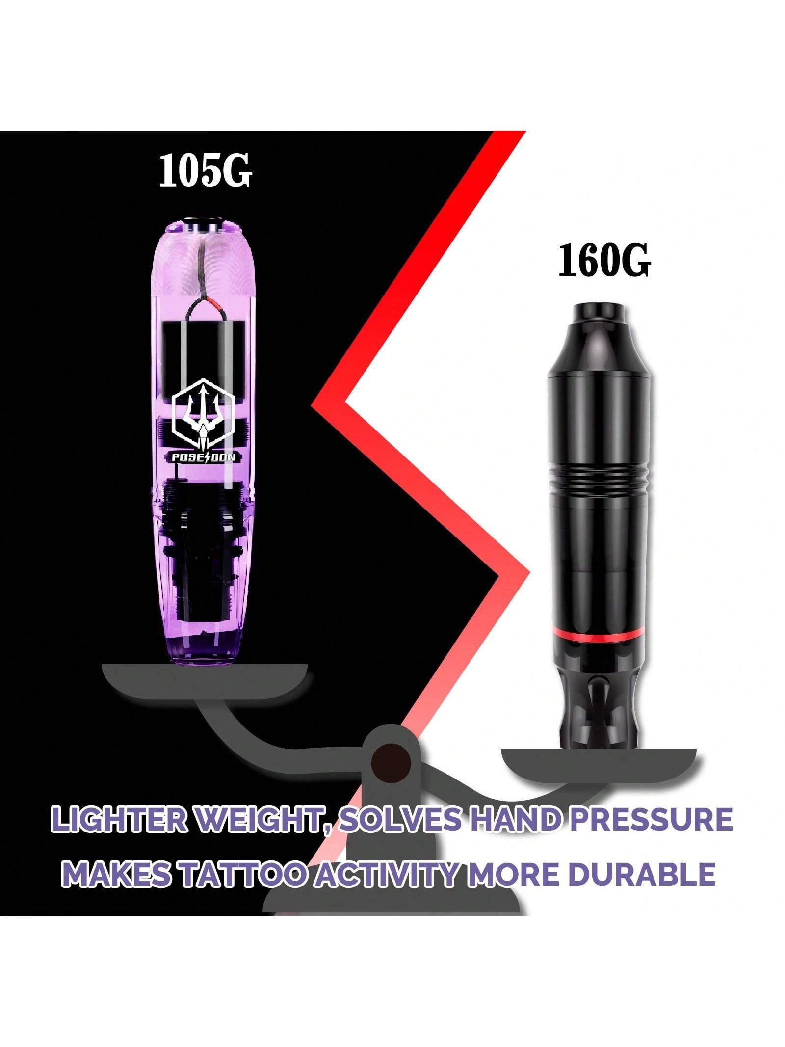 Tattoo Pen Kit- POSEIDON Wireless Tattoo Machine Kit, Tattoo Gun Kit With Tattoo Power Supply And 20 Pcs Tattoo Cartridge Needles, Complete Tattoo Kit Tattoo Supplies For Beginners(TK039)