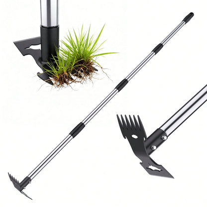 TBGENIUS Wee D Puller Tool With Long Handle,Adjustable Long Manual Wee Der Remover Tool,2 In 1 Hand Wee D Rake For Gardening, Uprooting Wee Ding Tool For Yard, Lawn, Patio, Garden