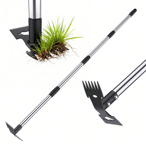 TBGENIUS Wee D Puller Tool With Long Handle,Adjustable Long Manual Wee Der Remover Tool,2 In 1 Hand Wee D Rake For Gardening, Uprooting Wee Ding Tool For Yard, Lawn, Patio, Garden