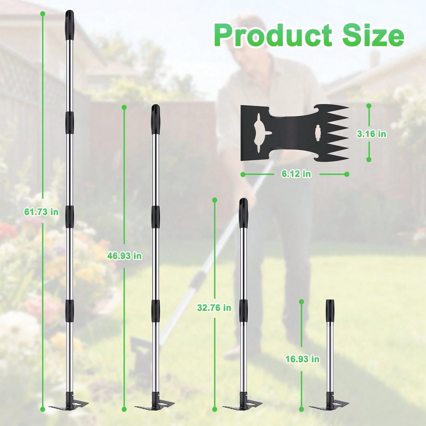 TBGENIUS Wee D Puller Tool With Long Handle,Adjustable Long Manual Wee Der Remover Tool,2 In 1 Hand Wee D Rake For Gardening, Uprooting Wee Ding Tool For Yard, Lawn, Patio, Garden