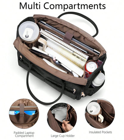 Teacher Tote Bag 15.6 Inch Laptop Bag For Women Work Bag Laptop Tote Nurse Bag Computer Messenger Bag, Laptop Briefcase For Office, School, Travel