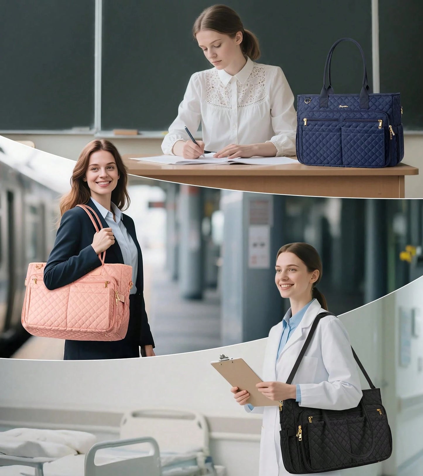 Teacher Tote Bag 15.6 Inch Laptop Bag For Women Work Bag Laptop Tote Nurse Bag Computer Messenger Bag, Laptop Briefcase For Office, School, Travel