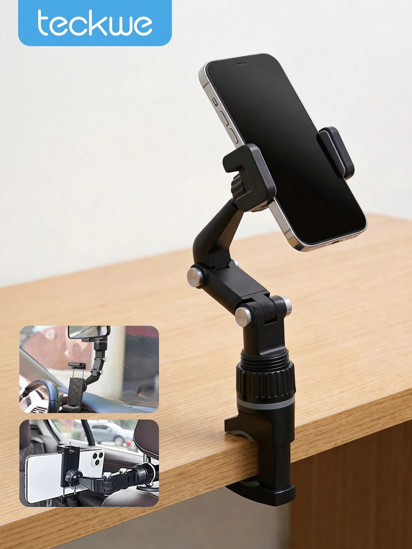 Teckwe 360° Adjustable Guitar Phone Holder, Multi-Function Clip-On Phone Mount For Music Stand, Mic Stand, Guitar Headstock, Live Streaming, Video Recording, For Musicians & Performers