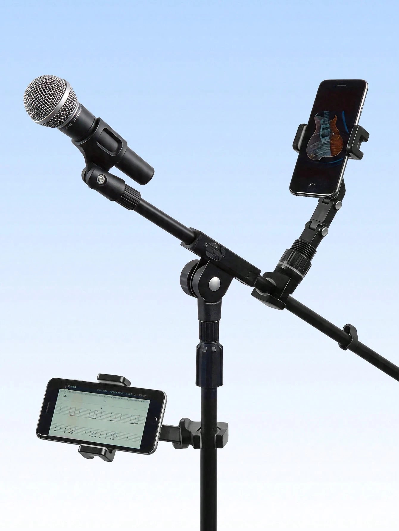 Teckwe 360° Adjustable Guitar Phone Holder, Multi-Function Clip-On Phone Mount For Music Stand, Mic Stand, Guitar Headstock, Live Streaming, Video Recording, For Musicians & Performers