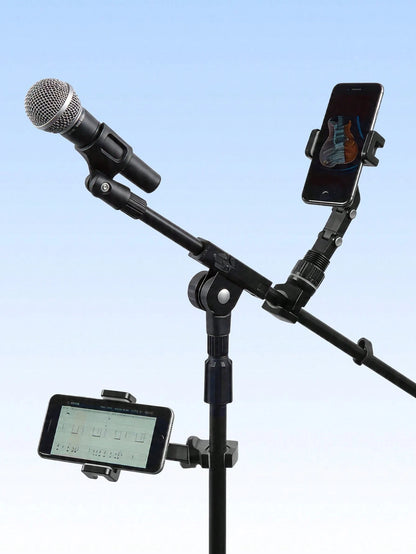 Teckwe 360° Adjustable Guitar Phone Holder, Multi-Function Clip-On Phone Mount For Music Stand, Mic Stand, Guitar Headstock, Live Streaming, Video Recording, For Musicians & Performers