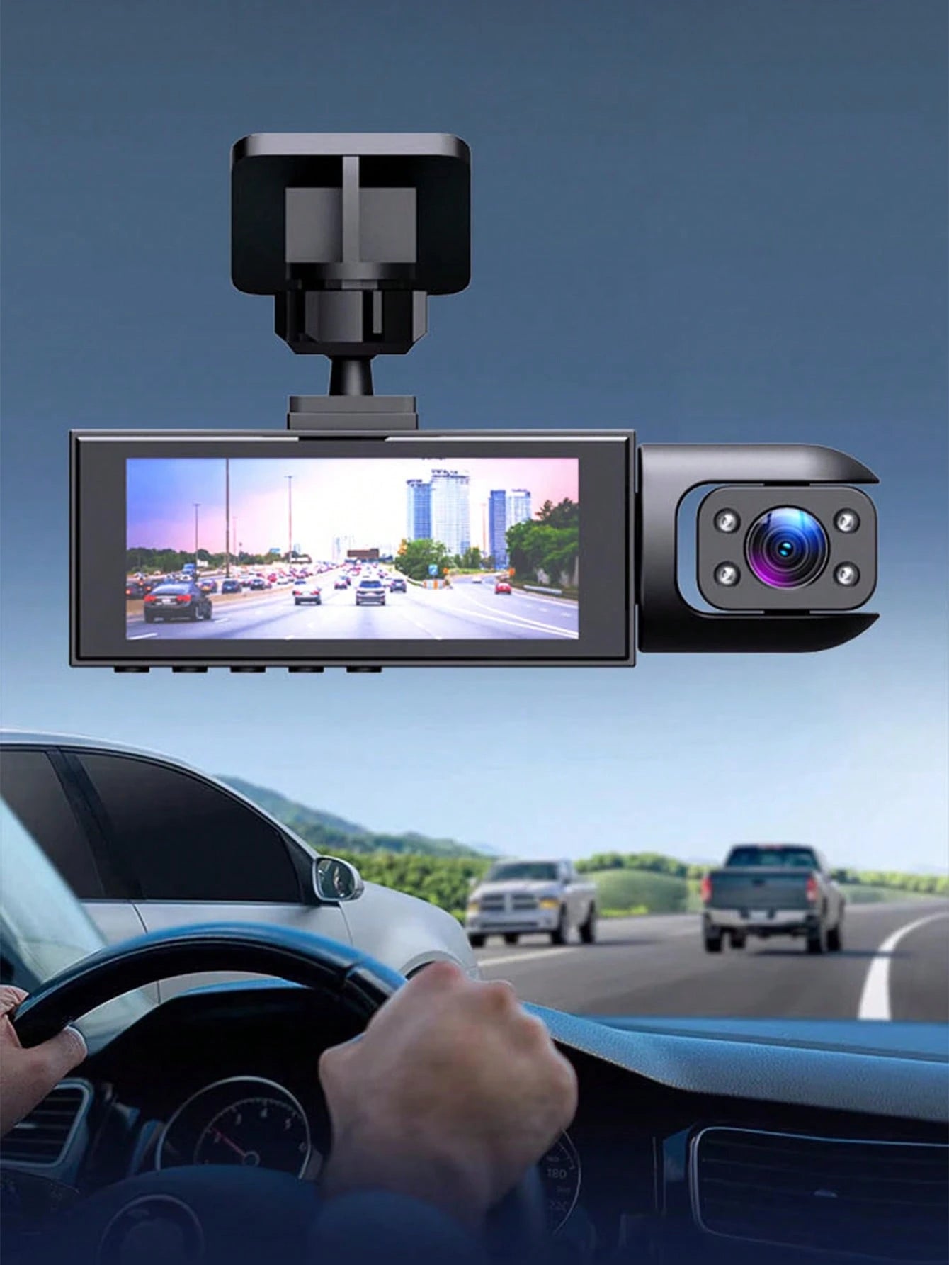 Teckwe 4K Dash Cam Front And Rear, Full HD 3 Channel Dashcam, Free 32GB Memory Card, Built-In WiFi Built-In GPS, Collision Sensor, Night Vision, HDR, IPS, 24h Parking Mode