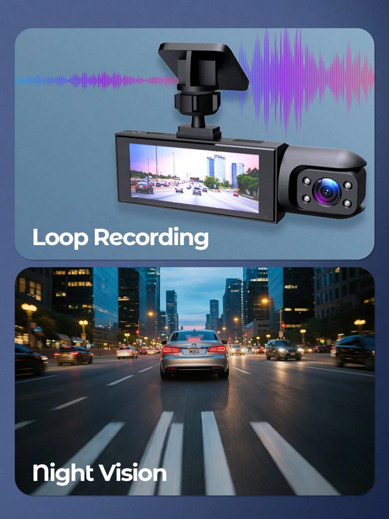 Teckwe 4K Dash Cam Front And Rear, Full HD 3 Channel Dashcam, Free 32GB Memory Card, Built-In WiFi Built-In GPS, Collision Sensor, Night Vision, HDR, IPS, 24h Parking Mode
