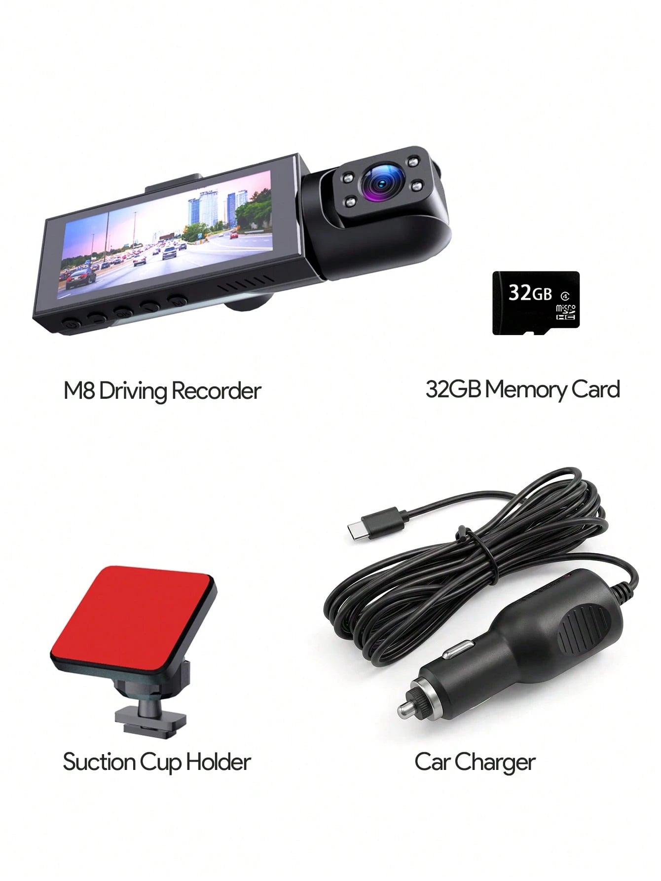 Teckwe 4K Dash Cam Front And Rear, Full HD 3 Channel Dashcam, Free 32GB Memory Card, Built-In WiFi Built-In GPS, Collision Sensor, Night Vision, HDR, IPS, 24h Parking Mode