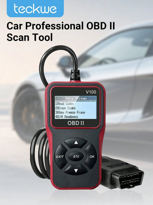 Teckwe Professional Car OBD II Scan Tool, Engine Fault Code Reader & Eraser, Automotive Diagnostic Tool With Live Data Stream, I/M Readiness Check For All OBDII Protocol Vehicles