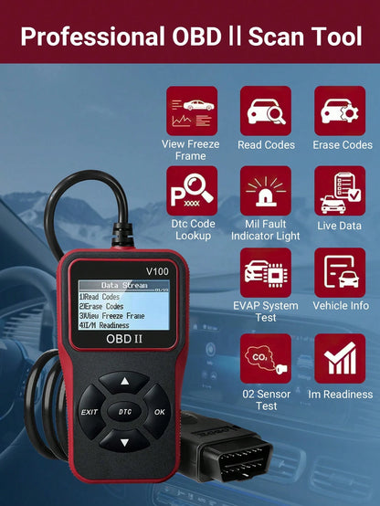 Teckwe Professional Car OBD II Scan Tool, Engine Fault Code Reader & Eraser, Automotive Diagnostic Tool With Live Data Stream, I/M Readiness Check For All OBDII Protocol Vehicles