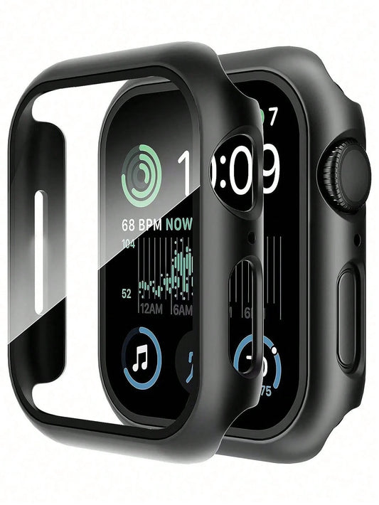 Tempered Glass Screen Protector- Full-Body Hard PC Protective Case, High-Definition Ultra-Thin, Compatible With Apple Watch Series Ultra/SE/11/10/9/8/7/6/5/4/3/2/1, Fits 38/40/41/42/44/45/46/49mm, Sm
