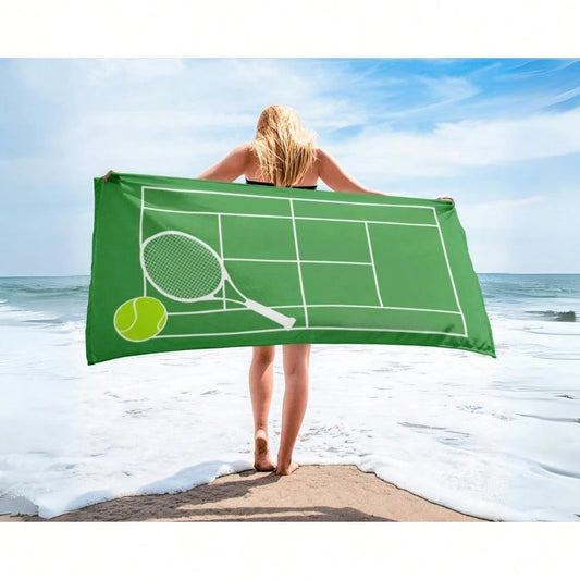 Tennis Beach Towel Tennis Gift, Sports Gift Tennis Gift Beach Towel Pool Party Towel Monogram Tennis Towel Happy Vacation Gift
