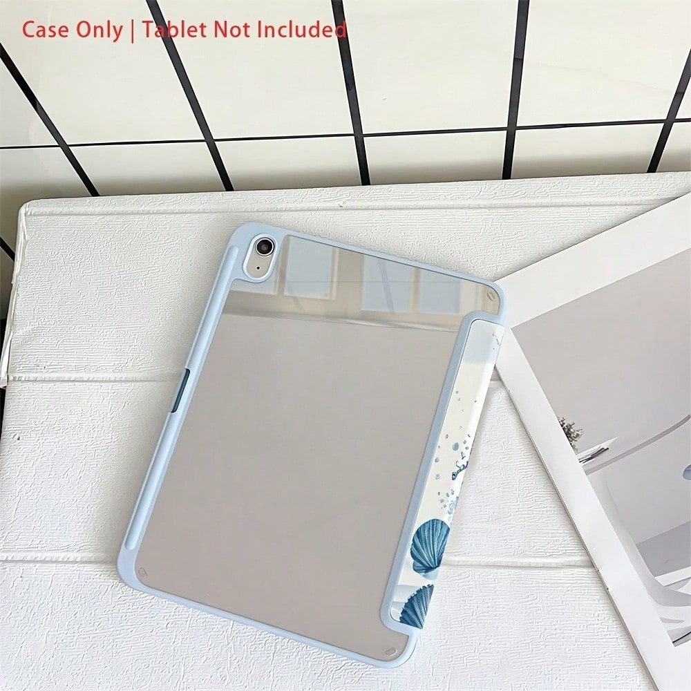 The Blue Marine Bio Pattern 3+Y Foldable Tablet Protective Case Is Compatible With IPad10th Generation Cases, IPadA16, 11-Inch Pro (2020/2021/10th Generation), And Soft Edge Air Cases. Featuring A Bu