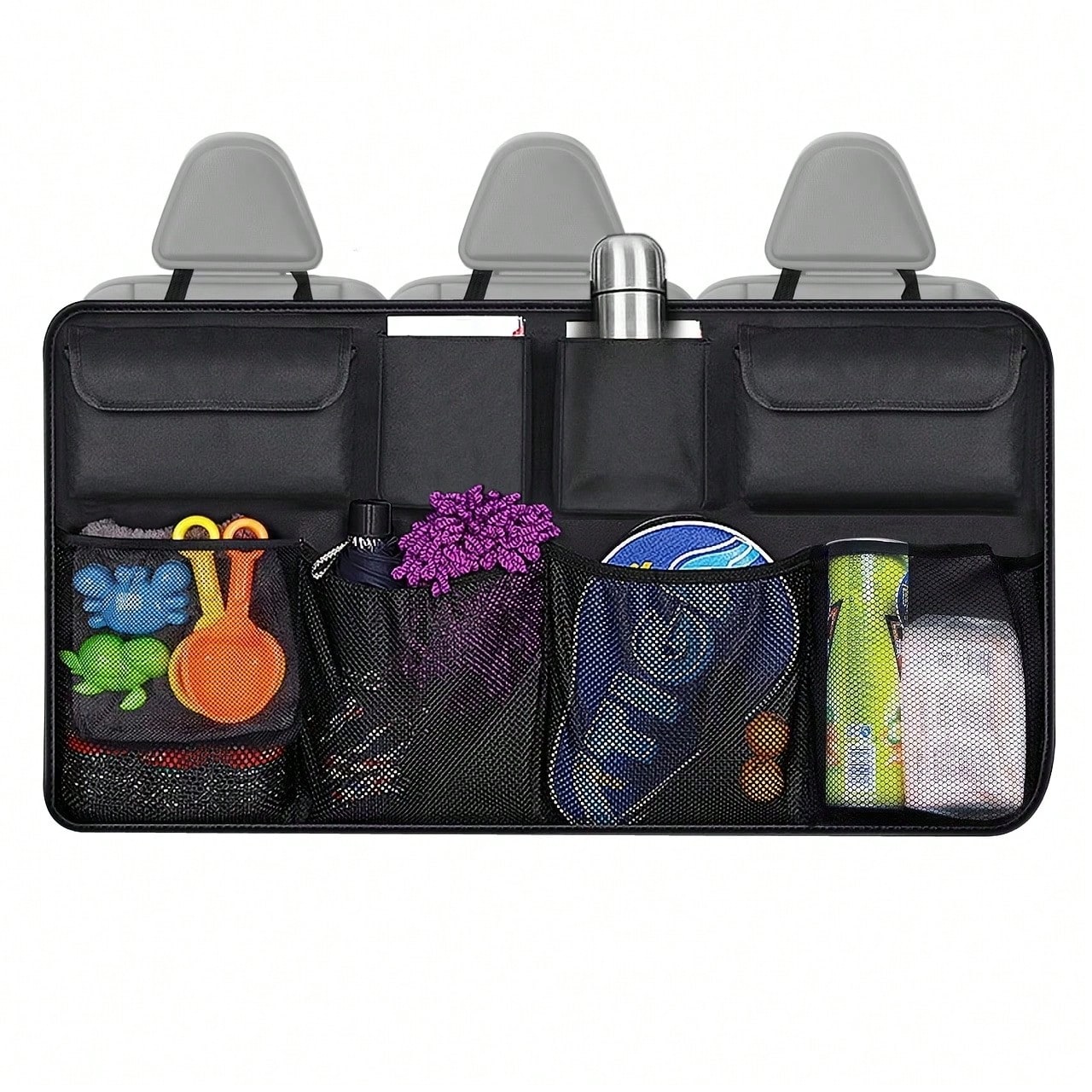 The Rear Seat Suspension Storage Bag Is Designed Specifically For Organizing And Storing Items In The Trunk Of SUVs, Trucks, And MPVs. It Is Waterproof And Foldable, Equipped With Four Pockets, Provid