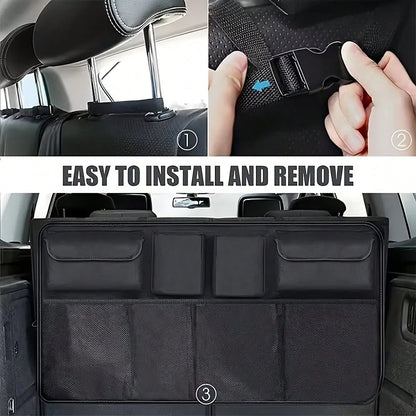 The Rear Seat Suspension Storage Bag Is Designed Specifically For Organizing And Storing Items In The Trunk Of SUVs, Trucks, And MPVs. It Is Waterproof And Foldable, Equipped With Four Pockets, Provid