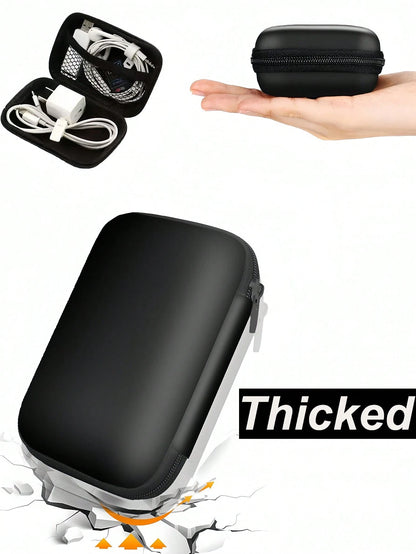 Thick & Durable Data Cable Charging Box, Space-Optimized, Compact Waterproof Portable Coin Purse Earphone Storage Box, Small Charger Organizer, Key Pouch, Cosmetic Bag, Wireless Earbuds Case, Travel O
