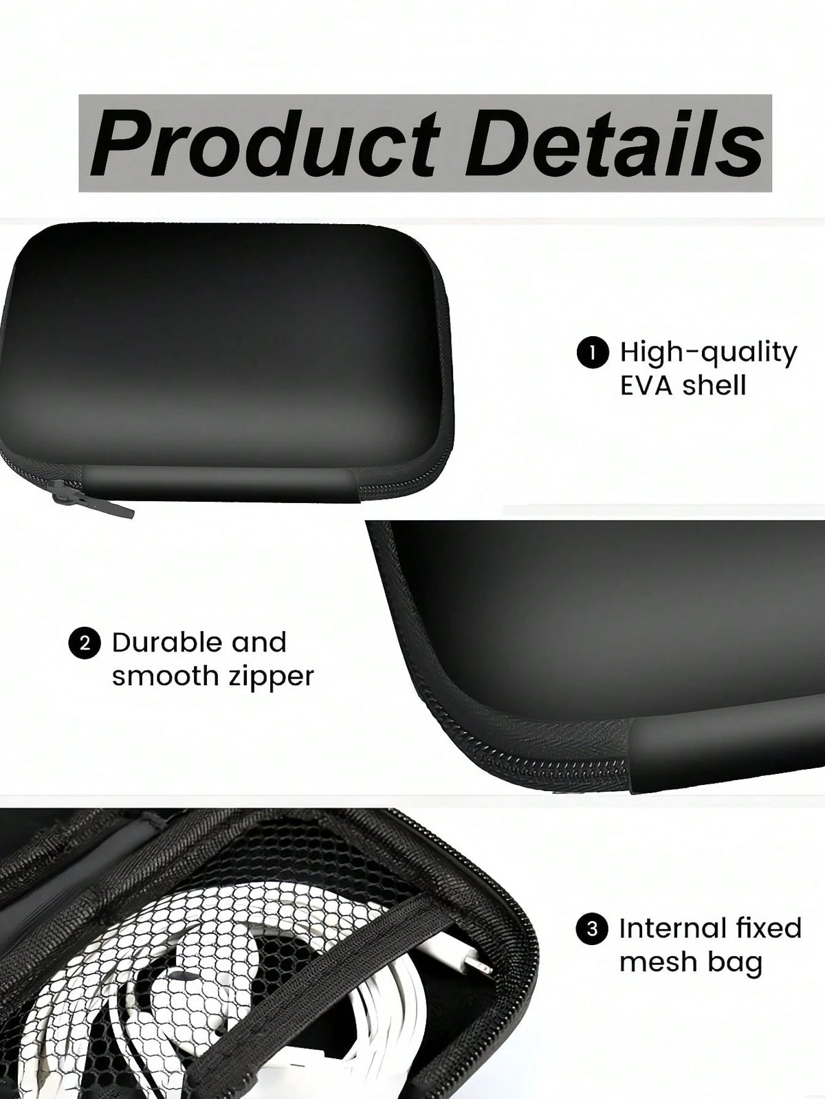 Thick & Durable Data Cable Charging Box, Space-Optimized, Compact Waterproof Portable Coin Purse Earphone Storage Box, Small Charger Organizer, Key Pouch, Cosmetic Bag, Wireless Earbuds Case, Travel O