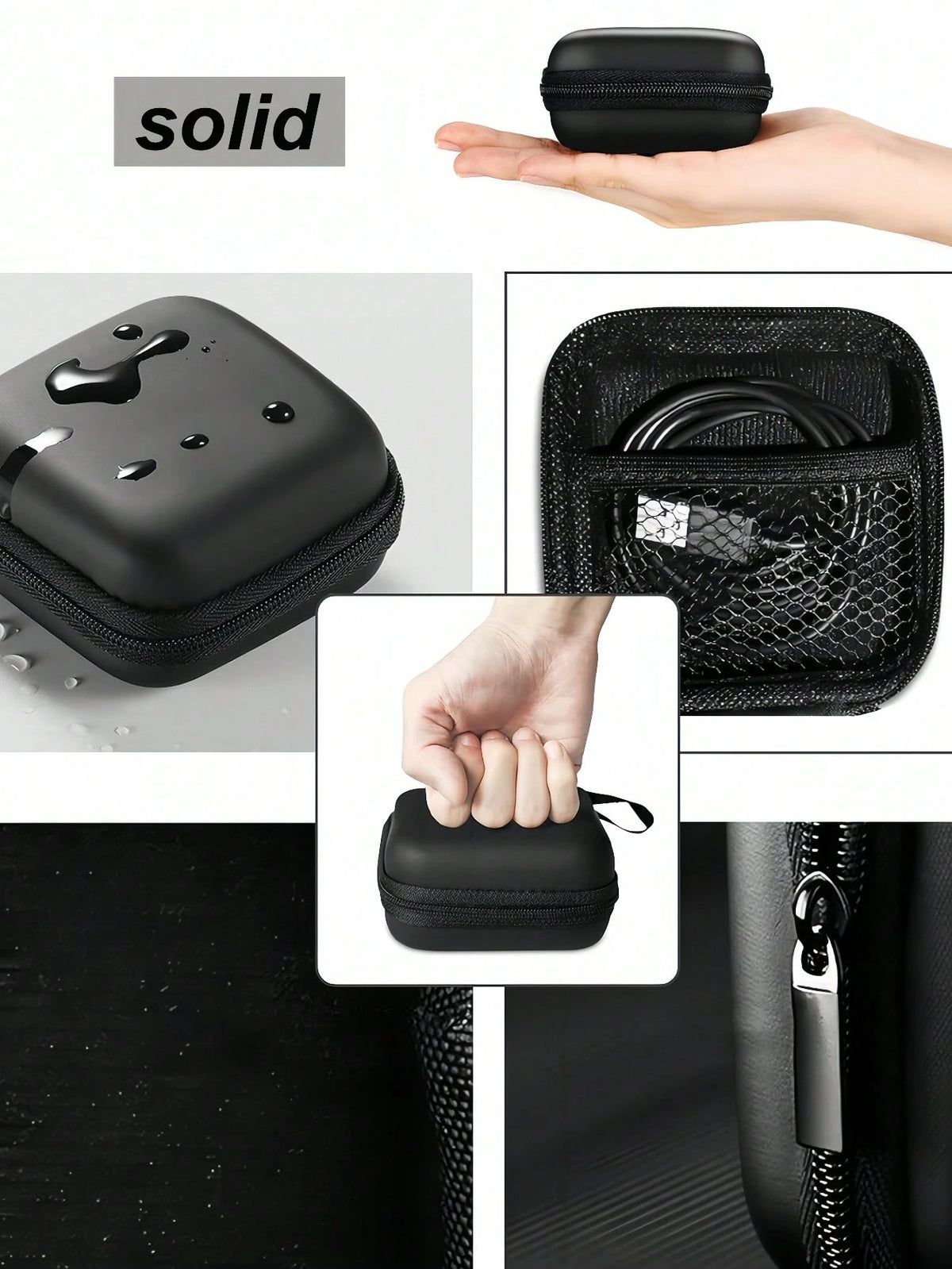 Thick & Durable Data Cable Charging Box, Space-Optimized, Compact Waterproof Portable Coin Purse Earphone Storage Box, Small Charger Organizer, Key Pouch, Cosmetic Bag, Wireless Earbuds Case, Travel O
