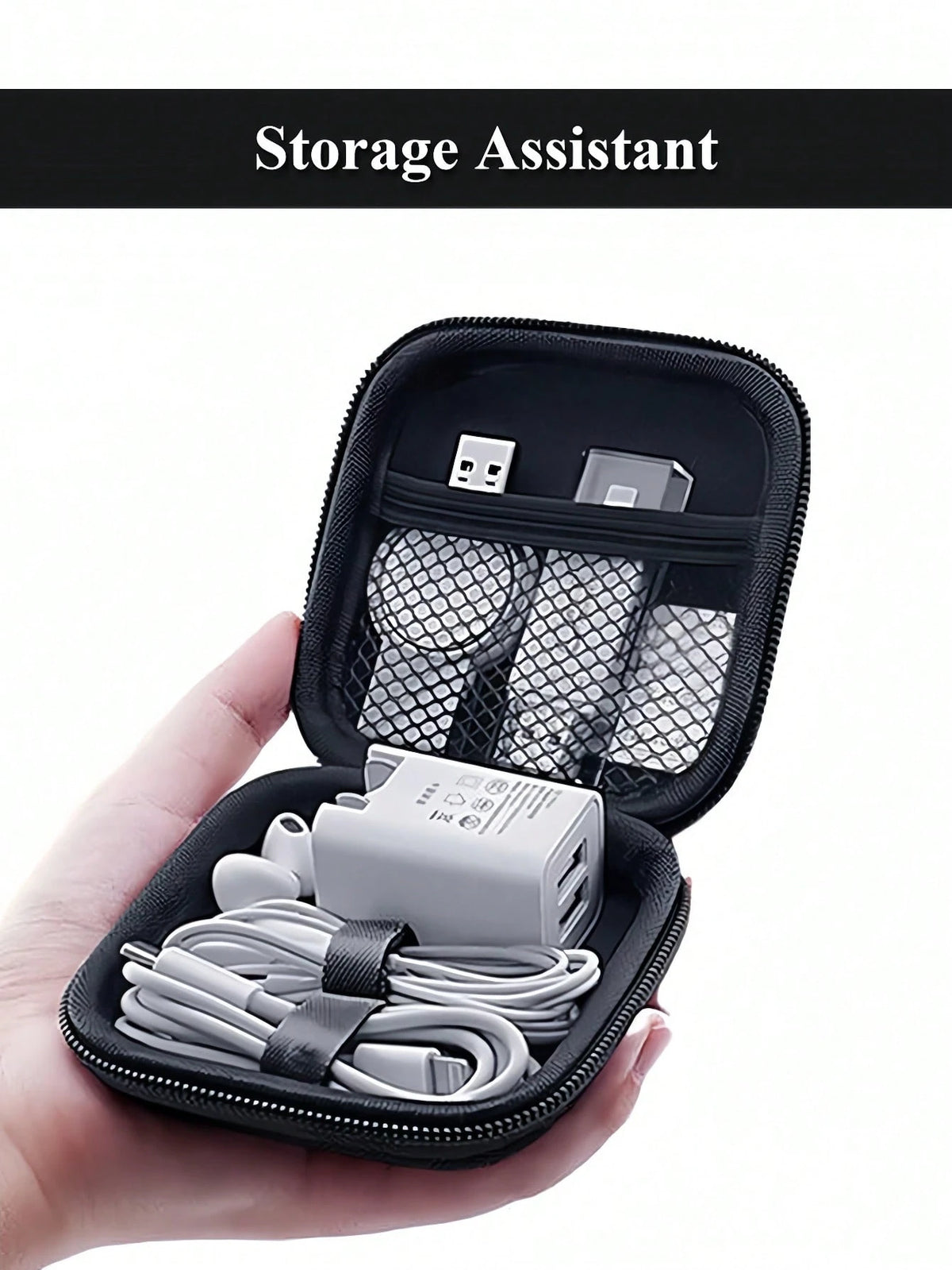 Thick & Durable Data Cable Charging Box, Space-Optimized, Compact Waterproof Portable Coin Purse Earphone Storage Box, Small Charger Organizer, Key Pouch, Cosmetic Bag, Wireless Earbuds Case, Travel O