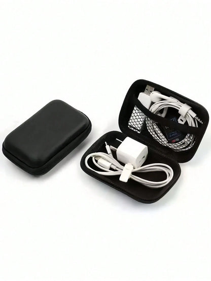 Thick & Durable Data Cable Charging Box, Space-Optimized, Compact Waterproof Portable Coin Purse Earphone Storage Box, Small Charger Organizer, Key Pouch, Cosmetic Bag, Wireless Earbuds Case, Travel O