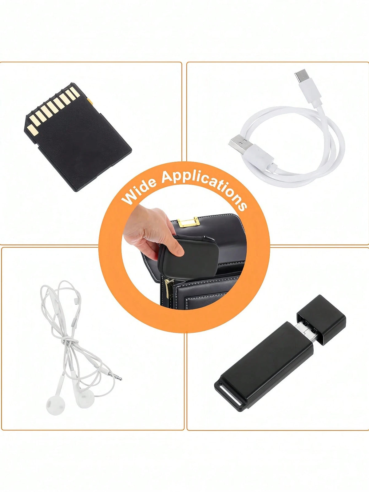 Thick & Durable Data Cable Charging Box, Space-Optimized, Compact Waterproof Portable Coin Purse Earphone Storage Box, Small Charger Organizer, Key Pouch, Cosmetic Bag, Wireless Earbuds Case, Travel O