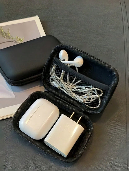 Thick & Durable Data Cable Charging Box, Space-Optimized, Compact Waterproof Portable Coin Purse Earphone Storage Box, Small Charger Organizer, Key Pouch, Cosmetic Bag, Wireless Earbuds Case, Travel O