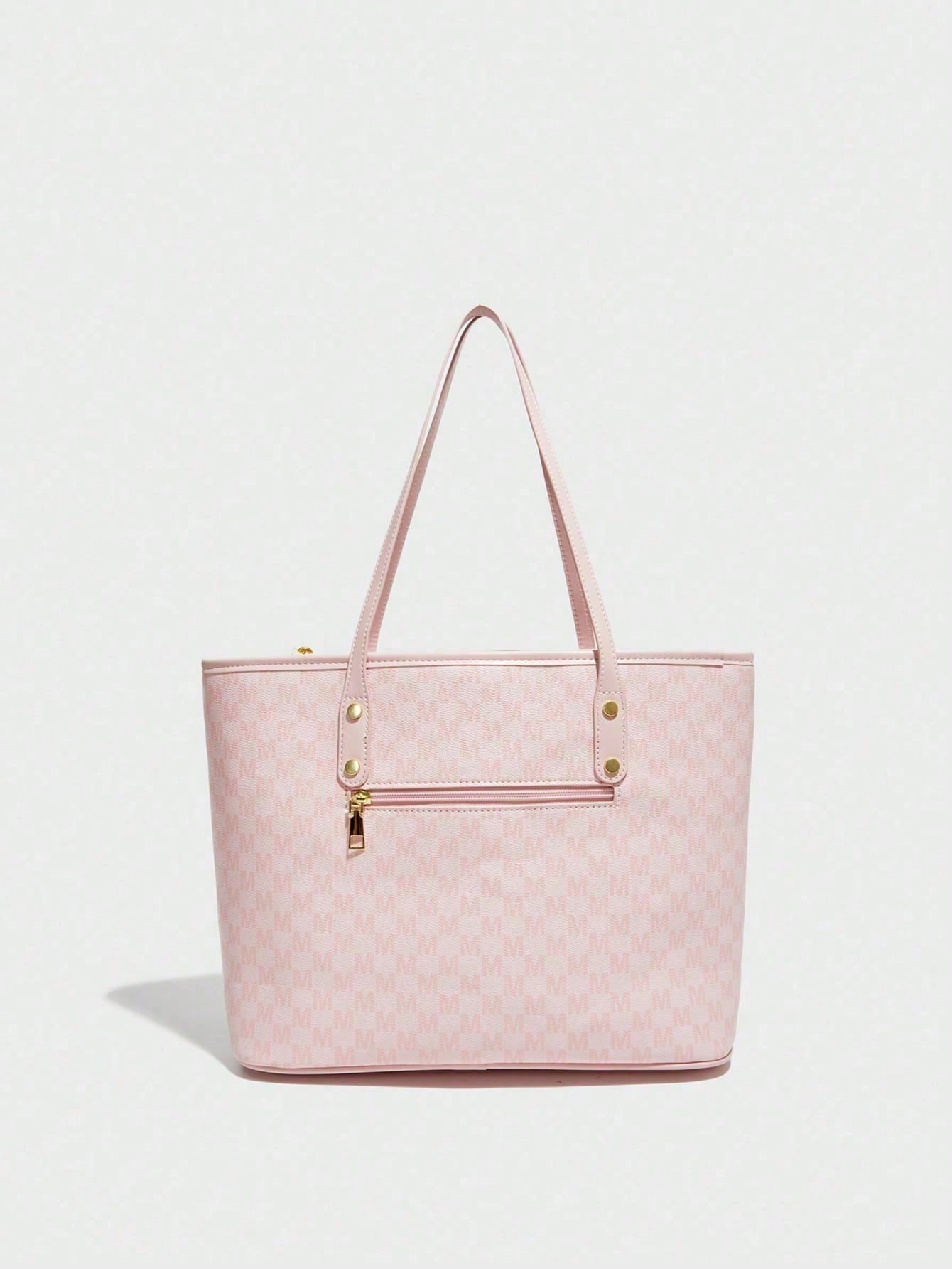 This Fashionable New Shoulder Bag Is Made Of Waterproof PU Fabric, Decorated With Letter Patterns And Cherry Charms. It Is A Large Capacity Handbag And Business Commuter Bag, Perfect For Shopping, Com