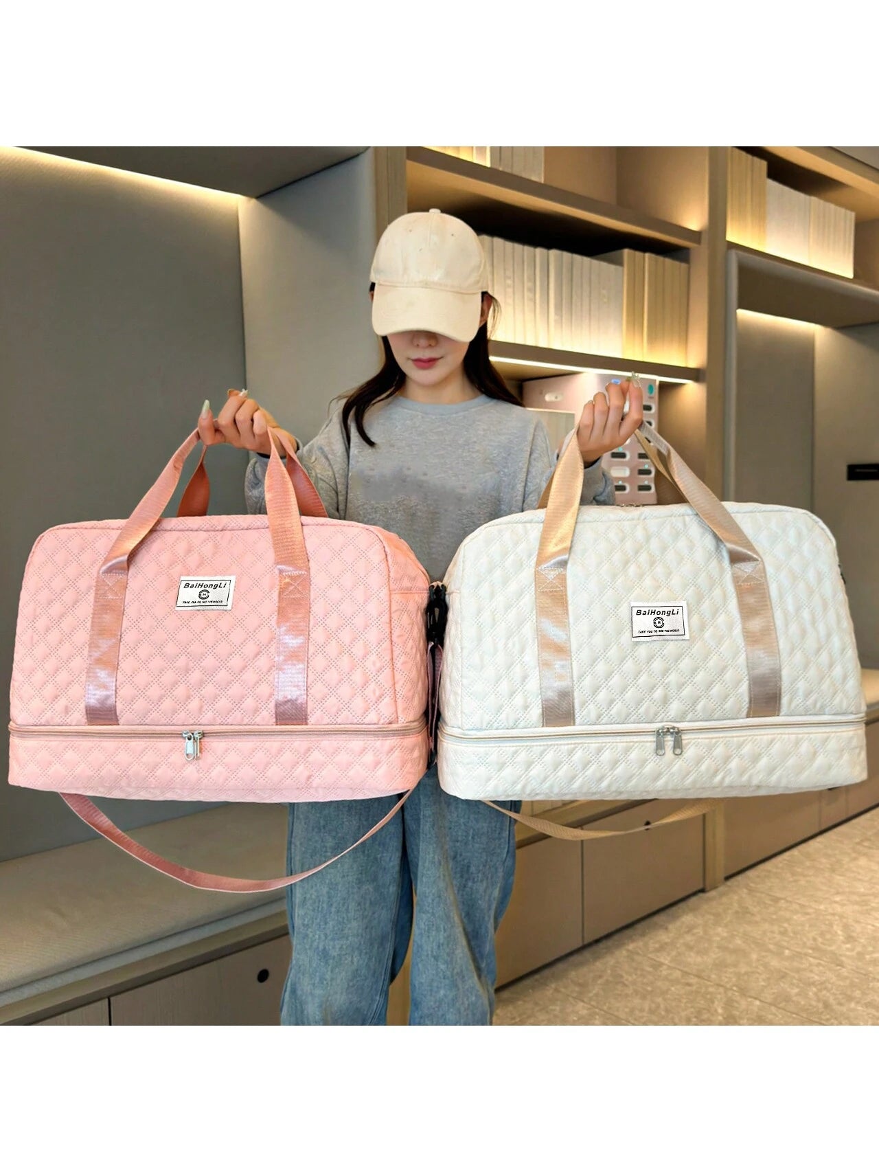 This New Corduroy Tote Bag Features A Strawberry, Hospital Bag Maternity, Travel Bag, Suitcase Luggage, Portable, Lightweight, Durable, Stylish