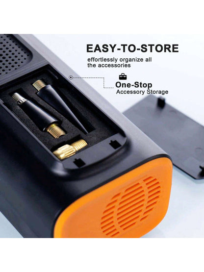 Tire Inflator Portable Air Compressor- 150 PSI Air Pump For Car Tires With Pressure Gauge & LED Light, 3X Faster Inflation Cordless One Click Smart Tire Pump For Car, Bike, Motorcycle