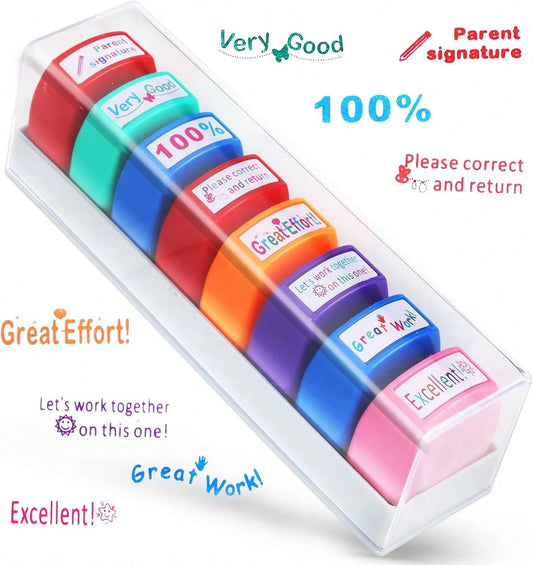 Tmtains 8Pcs Teacher Stamps For Classroom Teacher Supplies Self Inking Grading Stamps Encouraging Comments For Parent Signature School Teachers