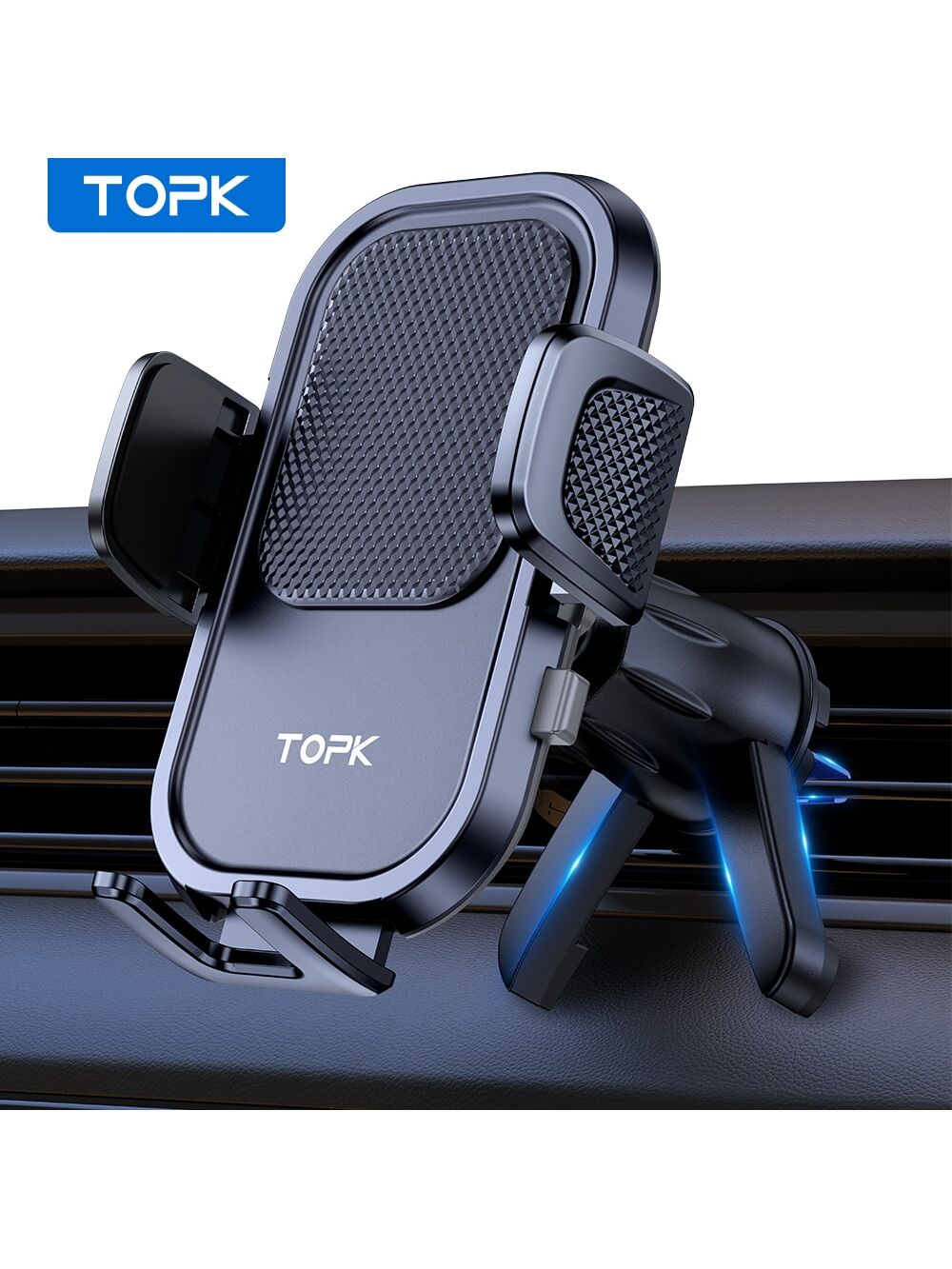 TOPK Car Phone Holder Air Vent Mount Suitable For All Vehicles With Anti-Shake Stabilizer, Upgrade Spiral Hook (Air Vent)