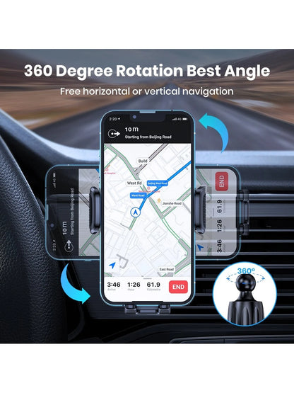 TOPK Car Phone Holder Air Vent Mount Suitable For All Vehicles With Anti-Shake Stabilizer, Upgrade Spiral Hook (Air Vent)