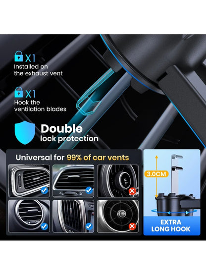 TOPK D36-S Car Phone Holder Mount, [Upgraded Support Function] Metal Hook Cell Phone Holder For Car Air Vent Compatible With All Phones