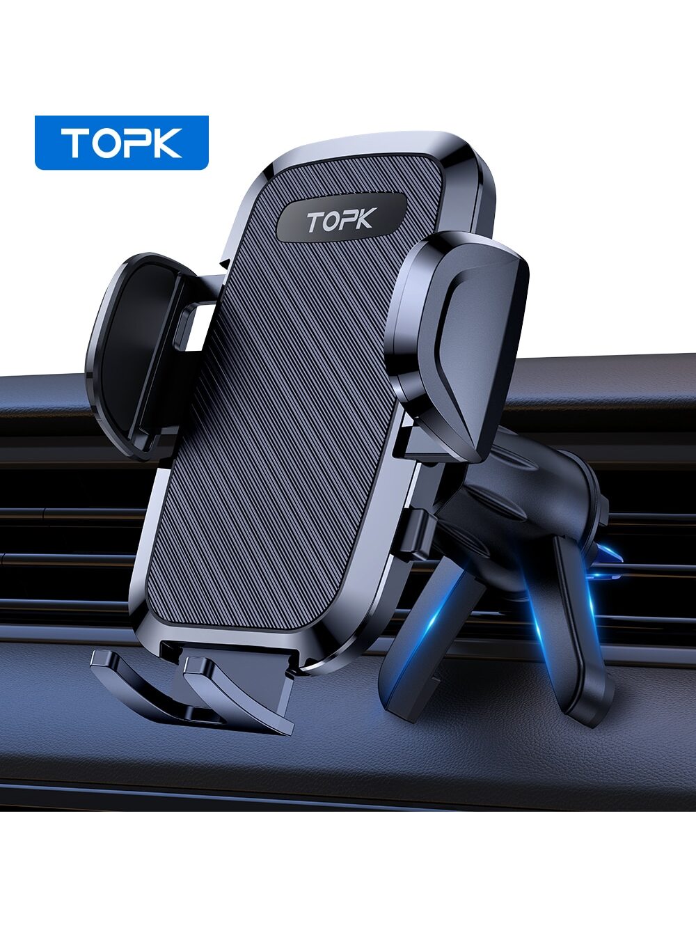 TOPK D36-S Car Phone Holder Mount, [Upgraded Support Function] Metal Hook Cell Phone Holder For Car Air Vent Compatible With All Phones