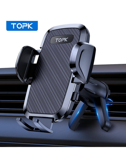 TOPK D36-S Car Phone Holder Mount, [Upgraded Support Function] Metal Hook Cell Phone Holder For Car Air Vent Compatible With All Phones