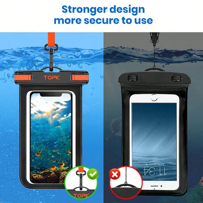 TOPK E01 Waterproof Phone Pouch, Universal IPX8 Waterproof Phone Case Dry Bag With Lanyard Compatible With IPhone Android Up To 7.0 Inch