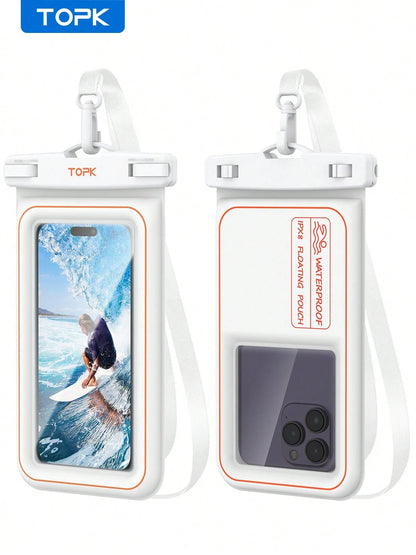 TOPK E09 Waterproof Phone Pouch, Universal Touchscreen Dry Bag With Adjustable Lanyard, Fits 4–7 Inch Smartphones For Swimming, Beach, Kayaking, Snorkeling And Outdoor Activities