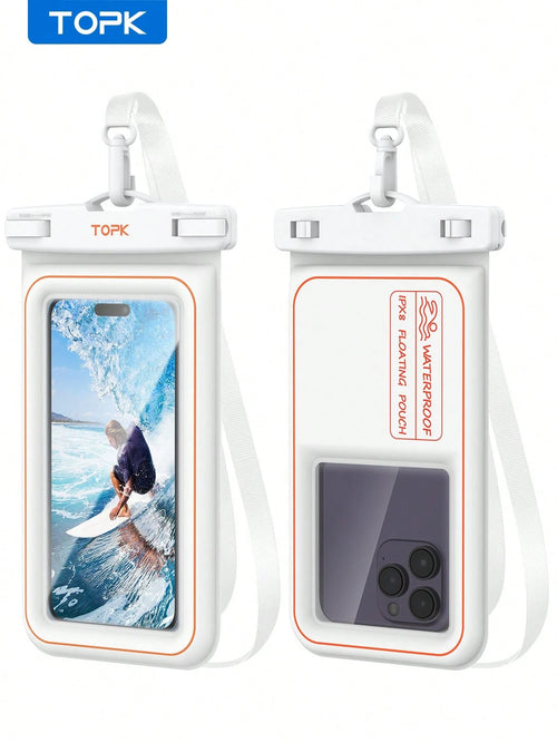 TOPK E09 Waterproof Phone Pouch, Universal Touchscreen Dry Bag With Adjustable Lanyard, Fits 4–7 Inch Smartphones For Swimming, Beach, Kayaking, Snorkeling And Outdoor Activities