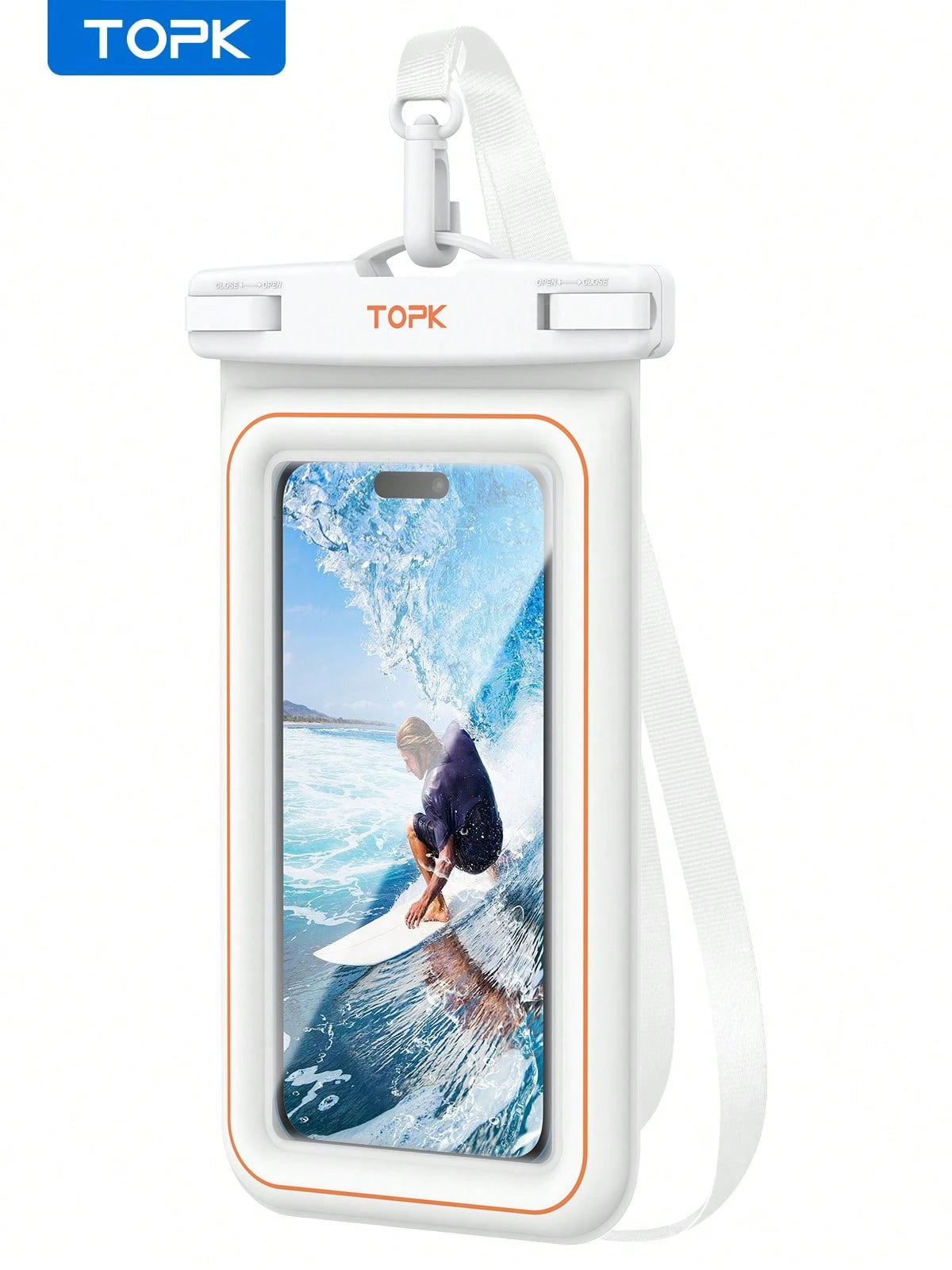 TOPK E09 Waterproof Phone Pouch, Universal Touchscreen Dry Bag With Adjustable Lanyard, Fits 4–7 Inch Smartphones For Swimming, Beach, Kayaking, Snorkeling And Outdoor Activities