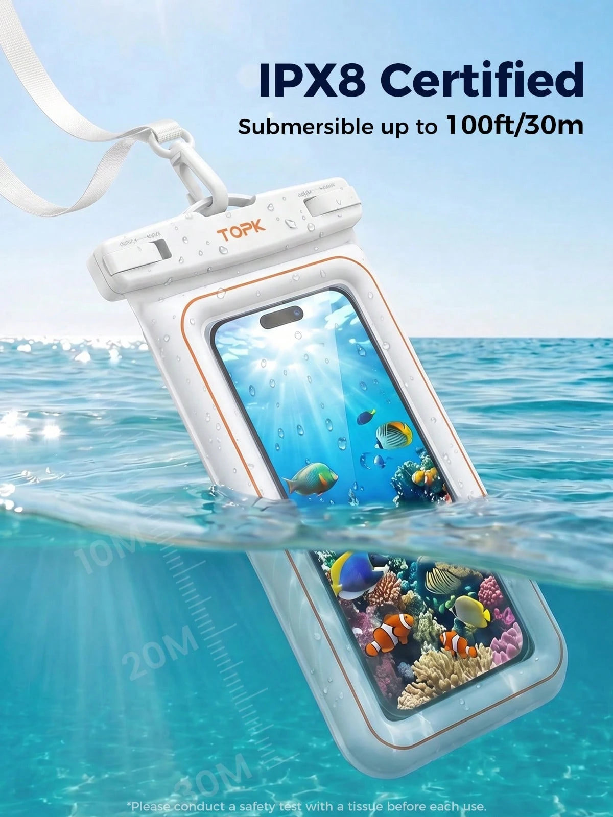 TOPK E09 Waterproof Phone Pouch, Universal Touchscreen Dry Bag With Adjustable Lanyard, Fits 4–7 Inch Smartphones For Swimming, Beach, Kayaking, Snorkeling And Outdoor Activities