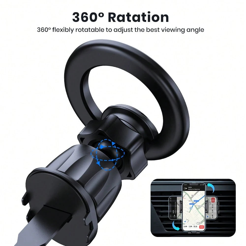 TOPK Magnetic Car Mount, 20 Powerful Magnets, 360° Rotation Air Vent Phone Holder, Waterproof, Adjustable, Round Shape, ABS Material, Compatible With IPhone 15/14/13/12 Series, Auto Smartphone Cradle