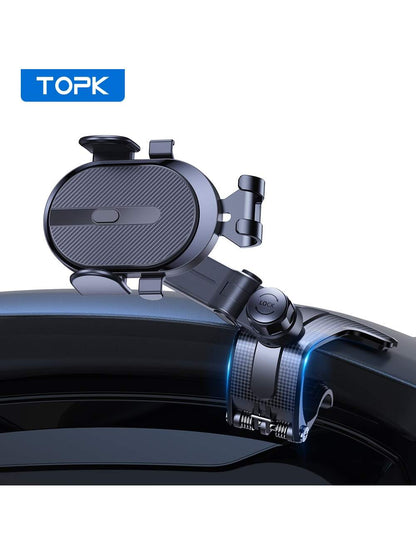 TOPK Phone Holder for Car Dashboard, Adjustable Cell Phone Mount with Anti-slip Silicone Clip for All Smartphone D39-J